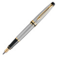 Waterman Expert Fountain Pen - Stainless Steel Gold Trim in Luxury Gift Box with Free Notebook - Picture 2