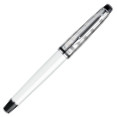Waterman Expert Rollerball Pen - Deluxe White Chrome Trim - Picture 1