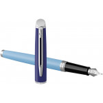 Waterman Hemisphere Fountain Pen - Colour Blocking Blue Chrome Trim - Picture 3