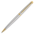 Waterman Hemisphere Ballpoint Pen - Stainless Steel Gold Trim in Luxury Gift Box with Free Notebook - Picture 2