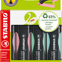 STABILO GREEN BOSS Pastel Highlighter - Wallet of 4 - Assorted Colours