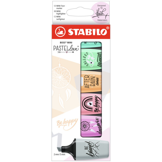 STABILO BOSS MINI Pastellove Highlighter - Wallet of 6 - Assorted Colours