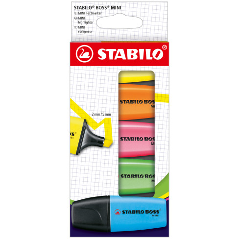 STABILO BOSS MINI Highlighter - Wallet of 5 - Assorted Colours