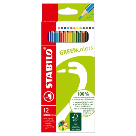 STABILO GREENcolors Colouring Pencil - Wallet of 12 - Assorted Colours