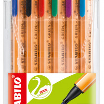 STABILO GREENpoint Fibre Tip Sign Pen - Wallet of 6 - Assorted Colours