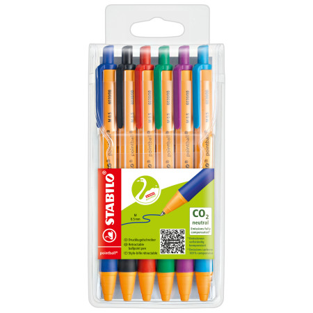 STABILO pointball Ballpoint Pen - Wallet of 6 - Assorted Colours