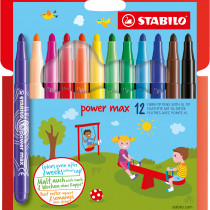 STABILO power max Fibre Tip Pen - Wallet of 12 - Assorted Colours