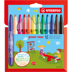 STABILO power max Fibre Tip Pen - Wallet of 12 - Assorted Colours