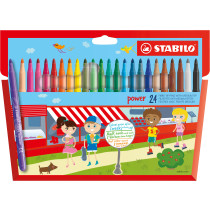 STABILO power Fibre Tip Pen - Wallet of 24 - Assorted Colours