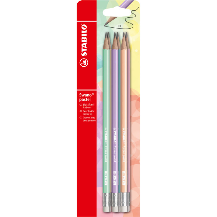 STABILO Swano Graphite Pastel Pencil - Assorted Colours - 6pcs - HB