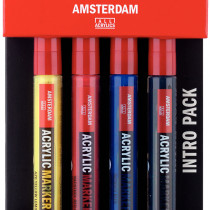 Amsterdam All Acrylics Paint Marker - Medium - Basic Set (Pack of 4)