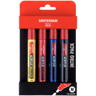 Amsterdam All Acrylics Paint Marker - Medium - Basic Set (Pack of 4)