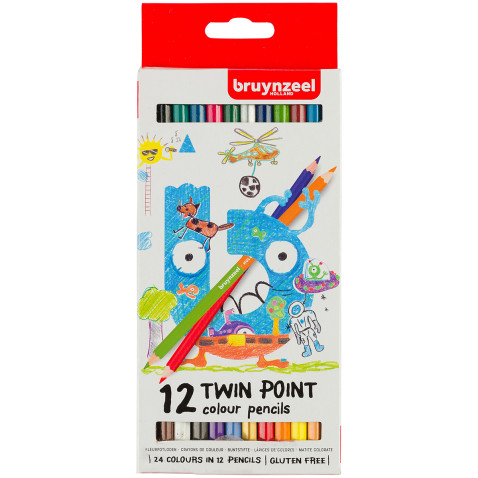 Bruynzeel Kids Twinpoint Colouring Pencils - Assorted Colours (Pack of 12)