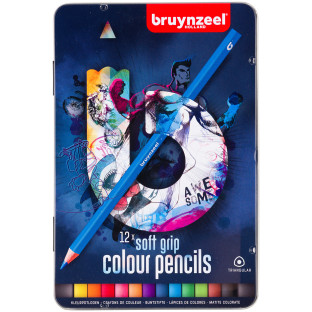 Bruynzeel Soft Grip Colouring Pencils - Dark Colours (Tin of 12)