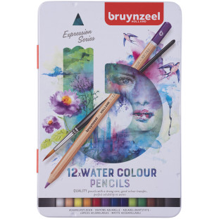 Bruynzeel Expression Watercolour Pencils - Assorted Colours (Tin of 12)