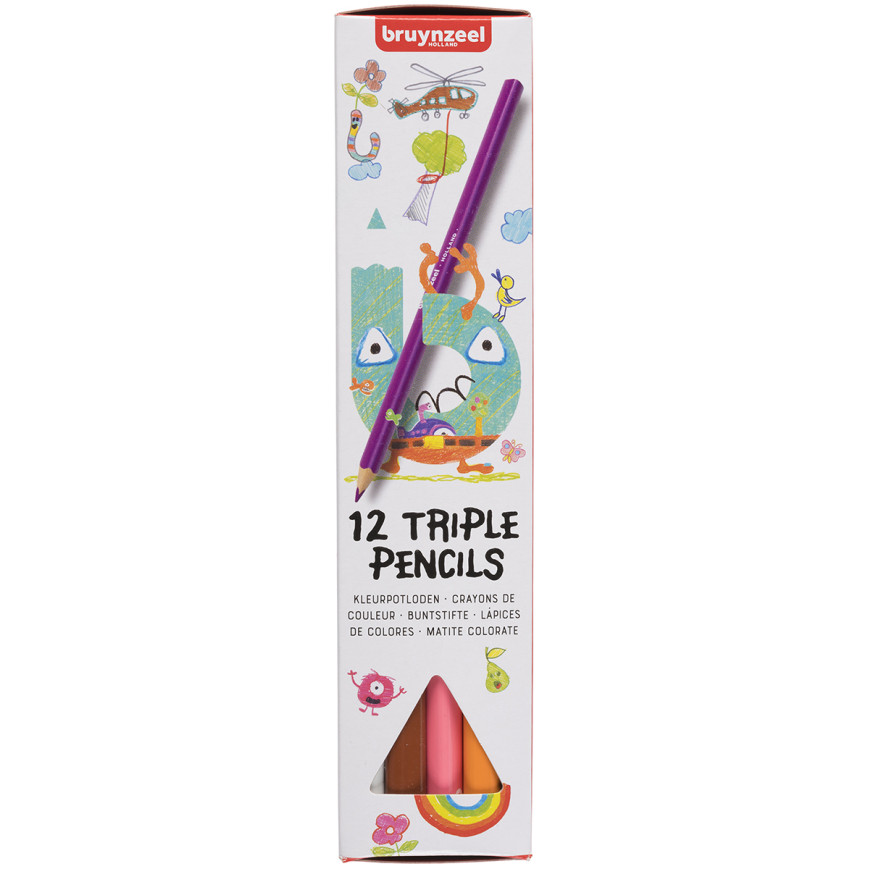 Bruynzeel Triple Colour Pencils - Assorted Colours (Pack of 12)