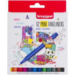 Bruynzeel Mini Fineliner Pens - Assorted Colours (Pack of 12)