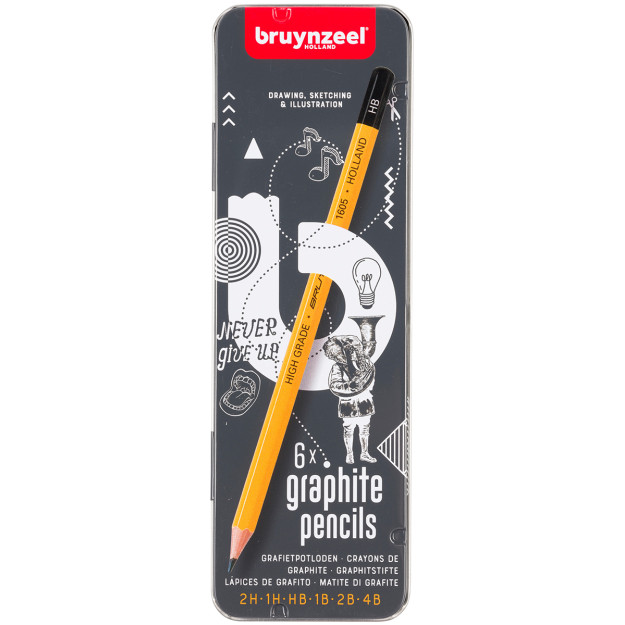 Bruynzeel Graphite Pencils - Assorted Grades (Tin of 6)