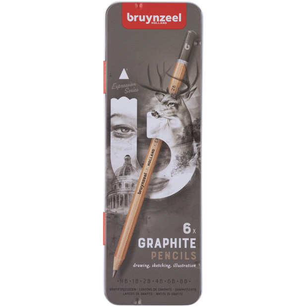 Bruynzeel Expression Graphite Pencils - Assorted Grades (Tin of 6)