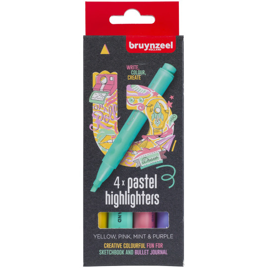 Bruynzeel Highlighters - Pastel Colours (Pack of 4)