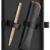 Caran d'Ache Ecridor Ballpoint Pen & Leather Case Set - "Venetian" Gilt Rose