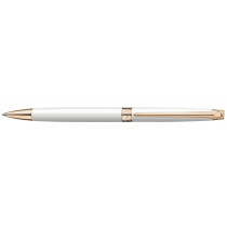 Caran d'Ache Léman Slim Ballpoint Pen - White Lacquer Rose Gold Trim