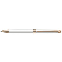 Caran d'Ache Léman Slim Ballpoint Pen - White Lacquer Rose Gold Trim