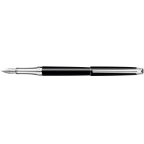 Caran d'Ache Léman Slim Fountain Pen - Ebony Black Lacquer Rhodium Trim