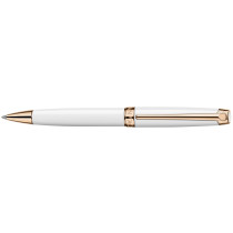 Caran d'Ache Léman Ballpoint Pen - White Lacquer Rose Gold Trim