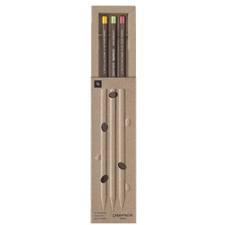 Caran d'Ache Swiss Wood Nespresso Edition 4 Graphite Pencil - HB (Set of 3)