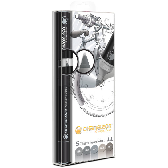 Chameleon Blendable Marker Pens - Grey Tones (Pack of 5)