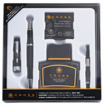Cross Bailey Fountain Pen Gift Set - Black Lacquer Chrome Trim