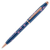 Cross Century II Cherry Blossom Ballpoint Pen - Blue Lacquer with Rose Gold Trim