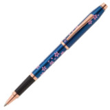 Cross Century II Cherry Blossom Rollerball Pen - Blue Lacquer with Rose Gold Trim