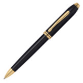 Cross Townsend Ballpoint Pen - Black Lacquer Gold Trim