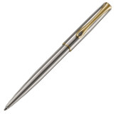 Diplomat Traveller Ballpoint Pen - Stainless Steel Gold Trim