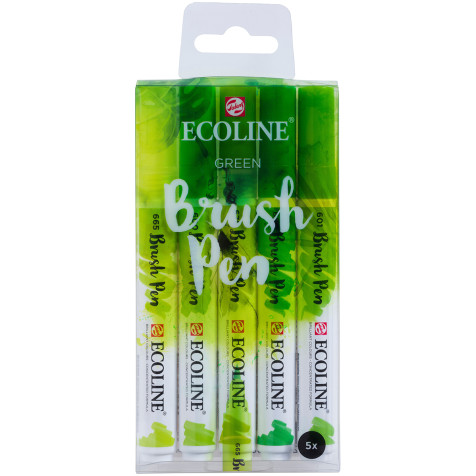 Ecoline Brush Pen Set - Green Colours (Pack of 5)