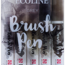 Ecoline Brush Pen Set - Grey Colours (Pack of 5)