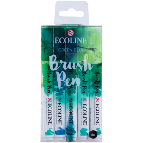 Ecoline Brush Pen Set - Green Blue Colours (Pack of 5)