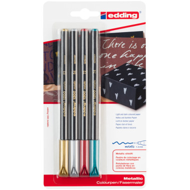 Edding 1200 Fibre Tip Pens - Assorted Metallic Colours (Blister of 4)