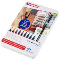 Edding 1300 Fibre Tip Pens - Assorted Colours (Tin of 10)