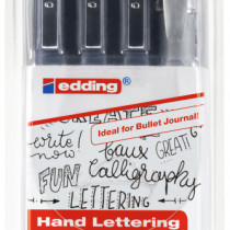 Edding 1800 Hand Lettering Starter Set - Assorted Line Widths (Wallet of 4)