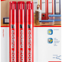 Edding 2000 Permanent Markers - Red (Blister of 3)