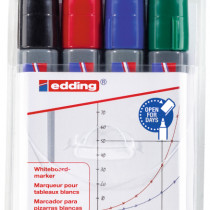 Edding 250 Whiteboard Markers - Assorted Colours (Wallet of 4)