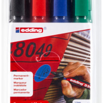 Edding 330 Permanent Markers - Assorted Colours (Wallet of 4)