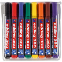 Edding 360 Whiteboard Markers - Assorted Colours (Wallet of 8)