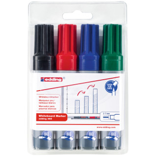 Edding 365 Whiteboard Markers - Assorted Colours (Wallet of 4)