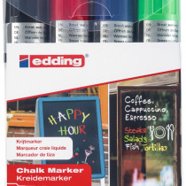 Edding 4090 Chalk Markers - Assorted Colours (Wallet of 4)