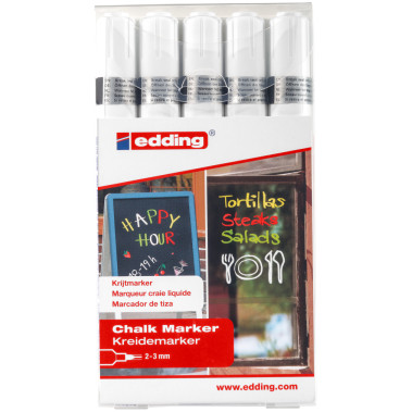 Edding 4095 Chalk Markers - White (Wallet of 5)