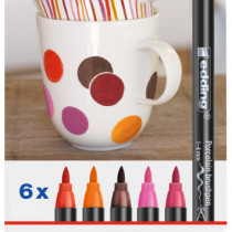 Edding 4200 Porcelain Brush Pens - Assorted Warm Colours (Blister of 6)